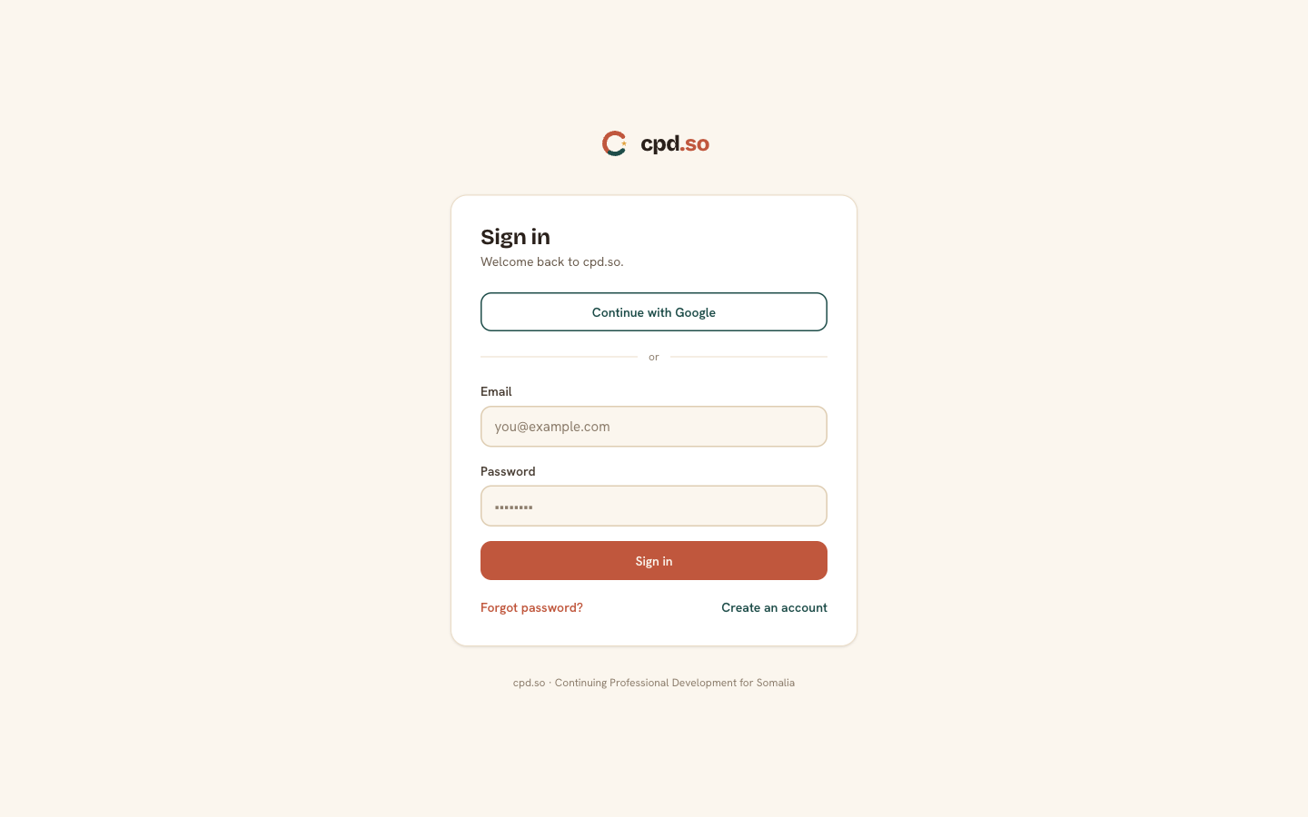 Sign-in page