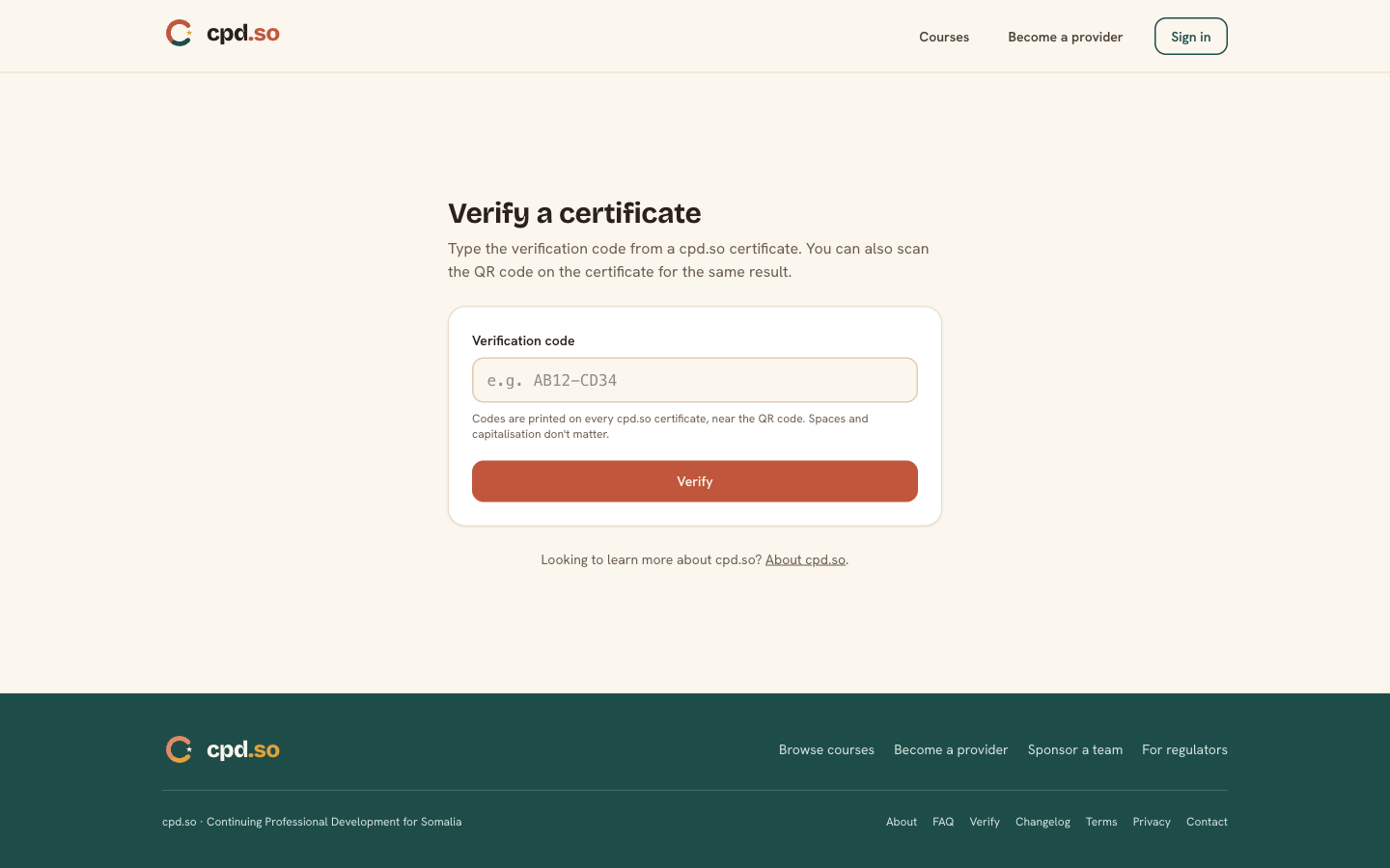 Verify page