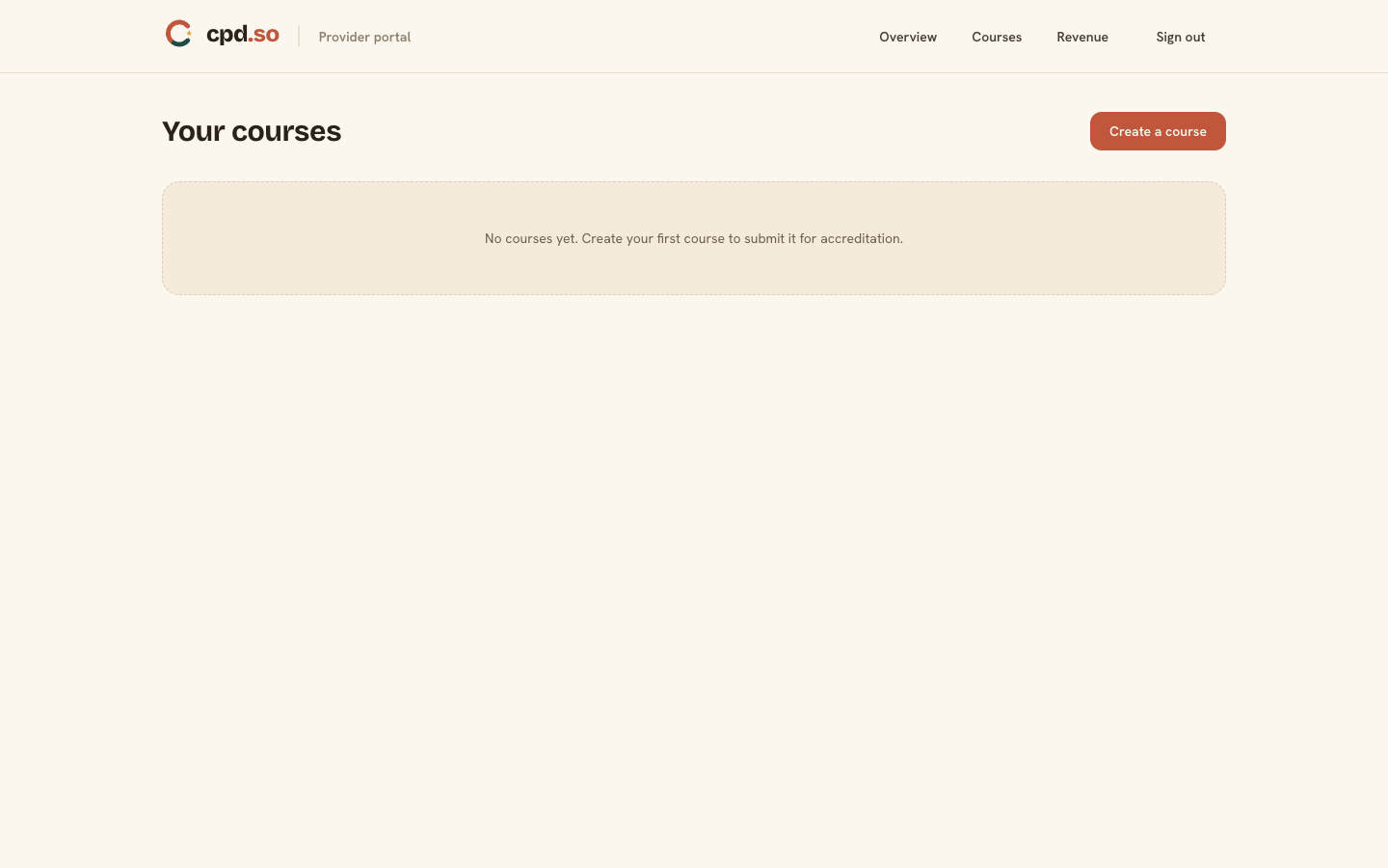 /provider/courses — your courses list