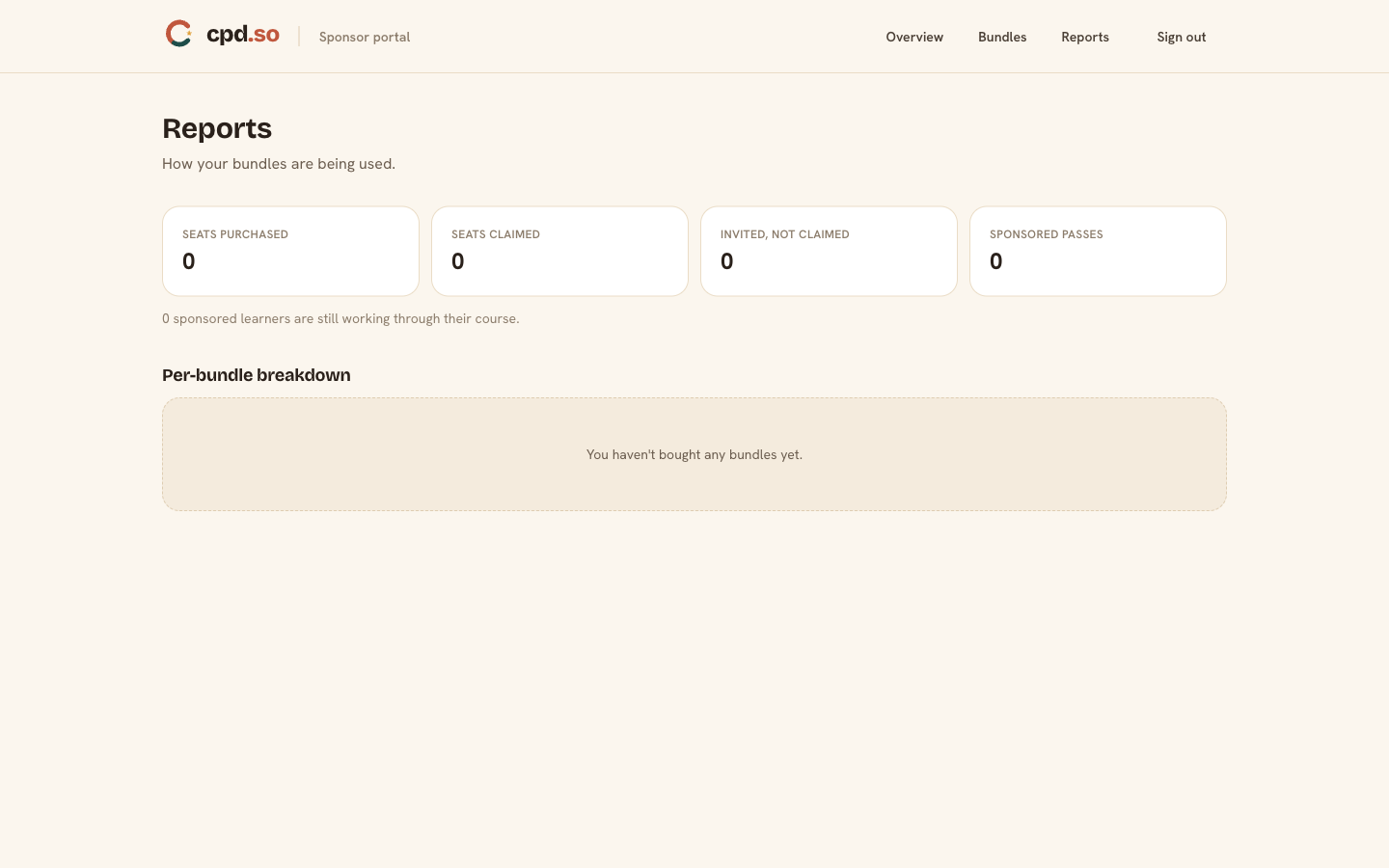 /sponsor/reports — who completed what